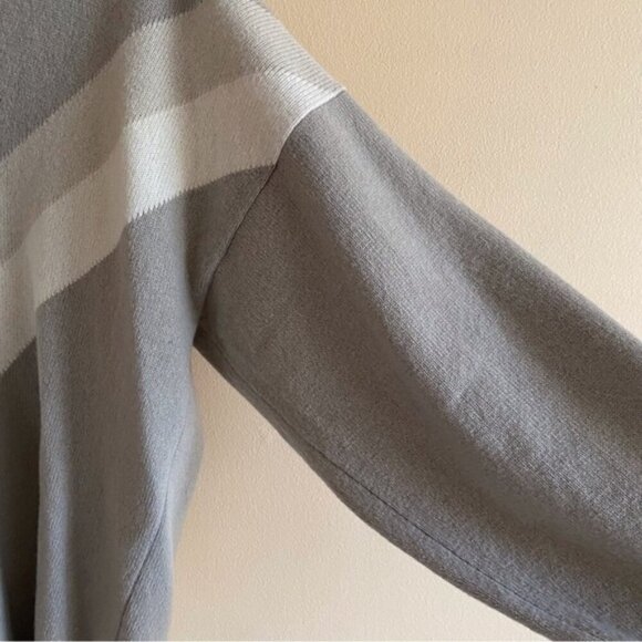 Y2K Alan Paine Sweater Mens Small Grey V Neck 100% Lambswool Preppy Neutral - Picture 6 of 10